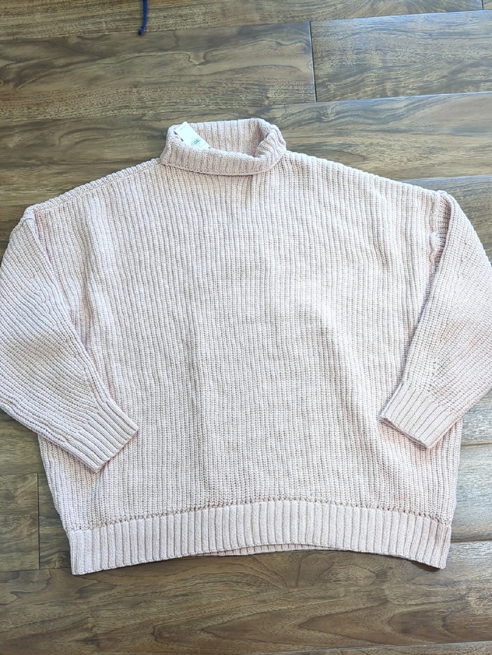 Aerie Soft Pink Chunky Knit Ribbed Turtleneck Sweater